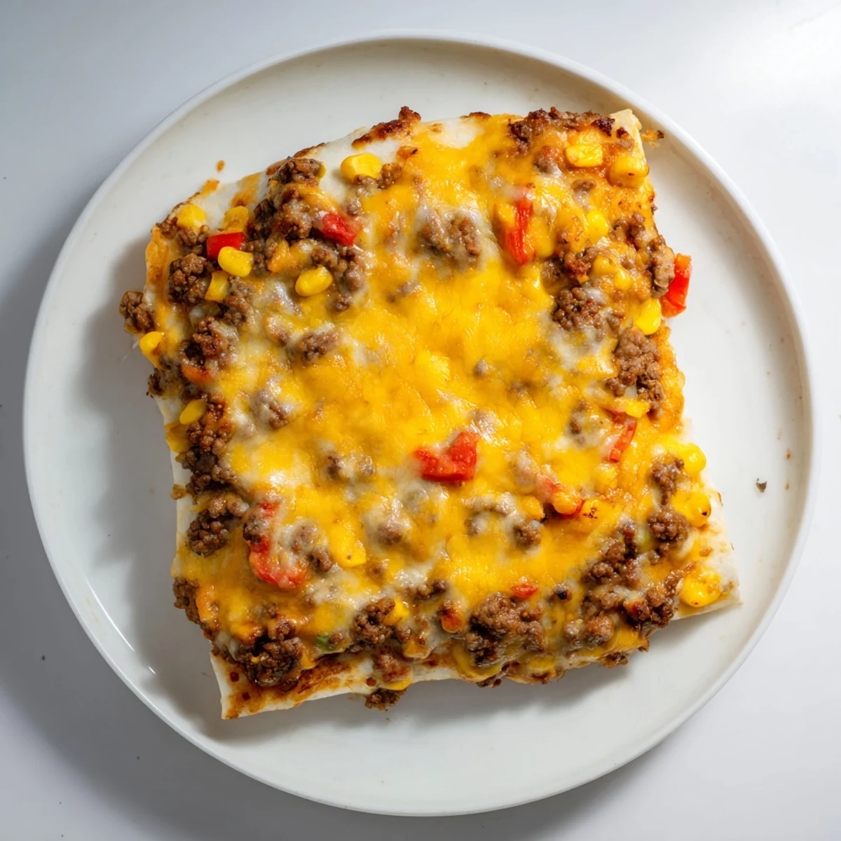 A close-up of a fully-loaded Sheet Pan Quesadilla, ready to serve with fresh, vibrant toppings.