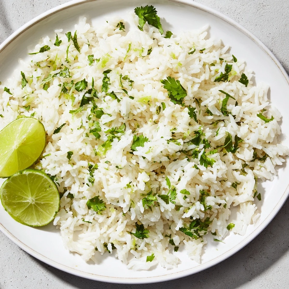 Steaming Cilantro Lime Rice: A vibrant side dish with fresh herbs and a citrusy aroma.