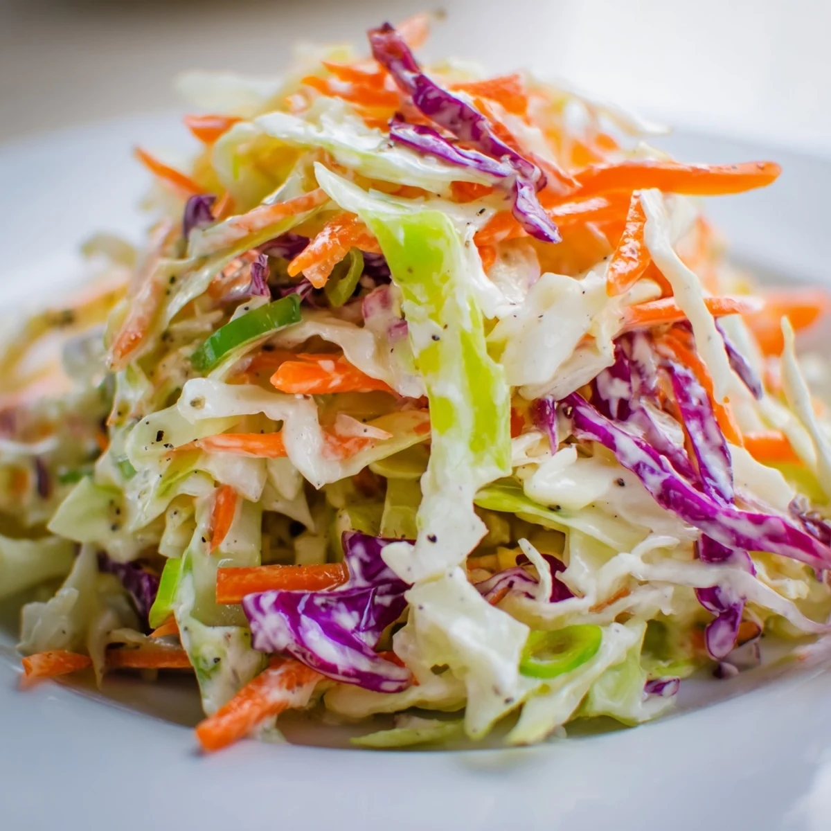 Fresh, crunchy Quick Coleslaw Salad with creamy dressing, perfect for summer barbecues and picnics.