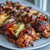 Colorful Grilled Pineapple Chicken Skewers featuring tender chicken, sweet pineapple, and vibrant bell peppers.  