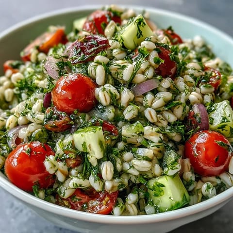 Fresh Barley and Herb Salad bursting with vibrant greens and zesty dressing.