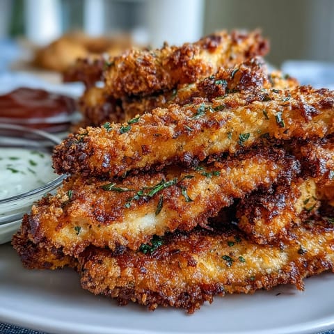 Crispy Baked Chicken Parmesan Fries served alongside creamy ranch dip for a delicious appetizer.