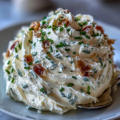 Creamy roasted garlic cream cheese spread with fresh chives, whipped to fluffy perfection and ready for bagels or crackers.  