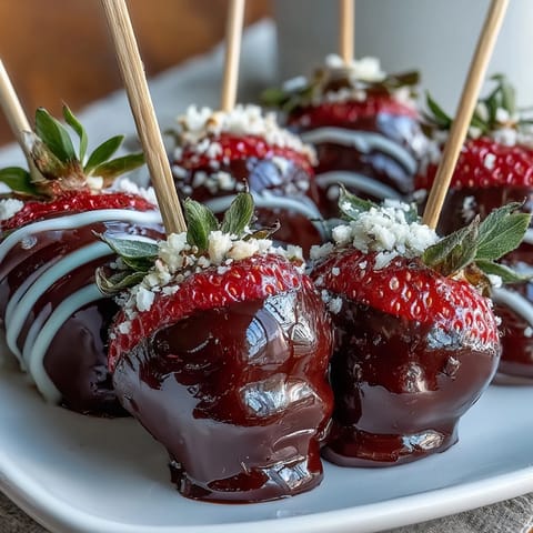 Elegant edible arrangement of fresh strawberries dipped in luscious chocolate and decorated with nuts and coconut, ideal for Valentine's Day.