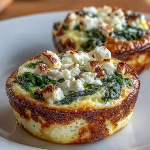 Keto spinach and feta egg muffins baked golden, packed with protein and savory flavor for a healthy breakfast.