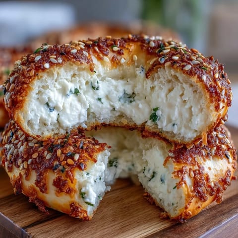 Soft, chewy cottage cheese protein bagels with golden crust and sesame seed topping.  