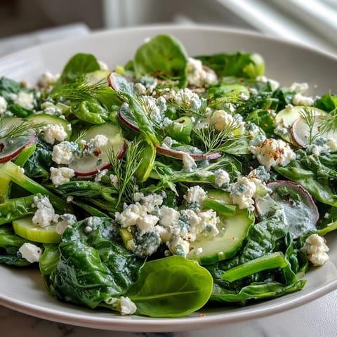 Spring Dinner Party Lemon Vinaigrette Salad with Radishes, a colorful mix of crisp greens and peppery radishes drizzled with zesty lemon dressing.
