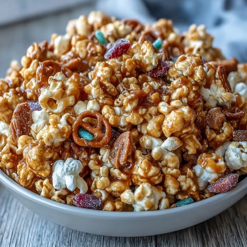 Caramel Candy Apple Popcorn