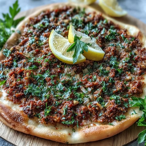 Crispy Turkish Lahmacun Pizza with savory lamb, perfect for a quick weeknight meal.