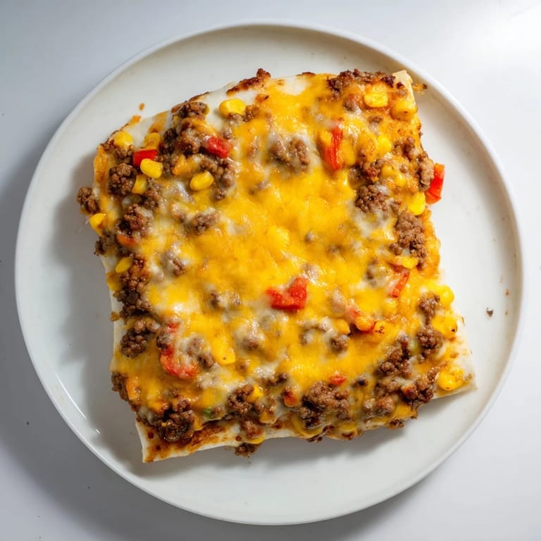 A close-up of a fully-loaded Sheet Pan Quesadilla, ready to serve with fresh, vibrant toppings.