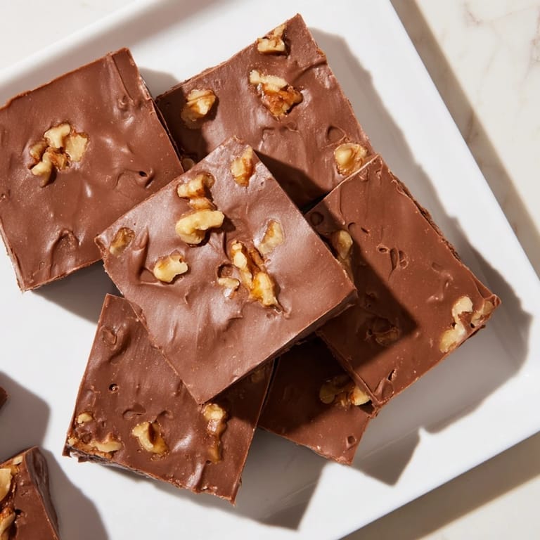 This decadent Easy Chocolate Fudge shows a perfectly cut square, ideal for dessert cravings.