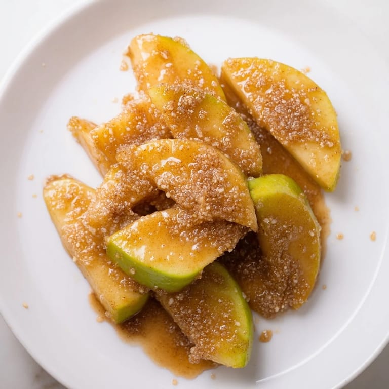 Enjoy warm, comforting Baked Apple Slices; the sweet, baked apples are ideal for dessert.