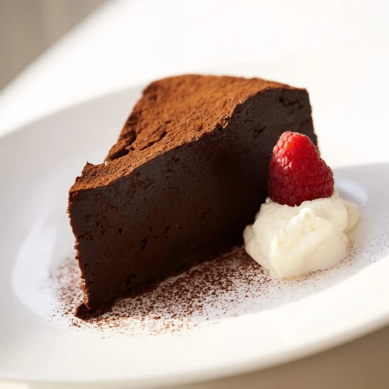 This flourless chocolate cake is a decadent dessert, perfect for any special occasion.