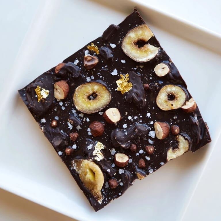 Rich and decadent Midnight Mosaic dessert featuring a mosaic of figs and olives on a chocolate base.