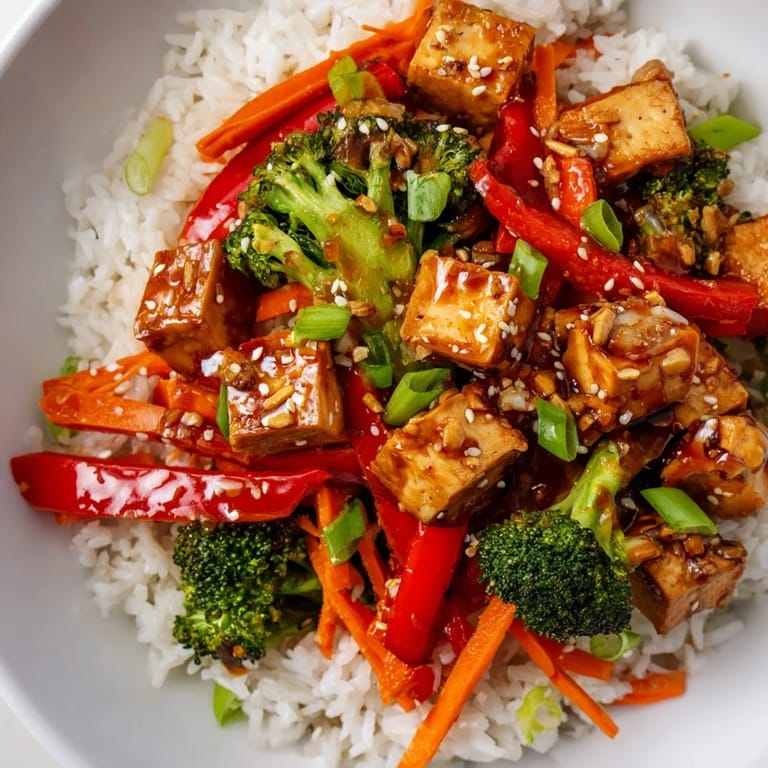 Vibrant Honey Garlic Tofu Bowls with colorful veggies, ready to enjoy this easy weeknight meal.