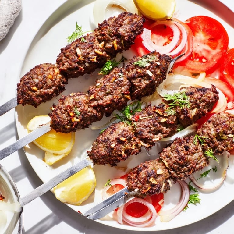 Vivid image: Perfectly charred Iraqi Kebab Tikka kebabs, ready to be served on warm flatbread or served with a flavorful side.