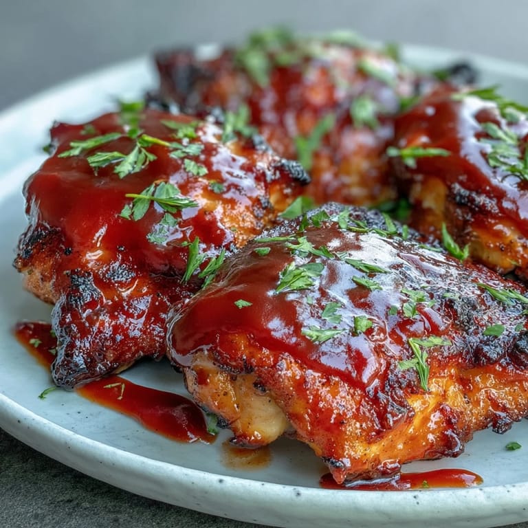 Caramelized, sweet-tangy Guava BBQ Sauce Chicken fresh from the oven, with a charred, glossy finish on the skin.