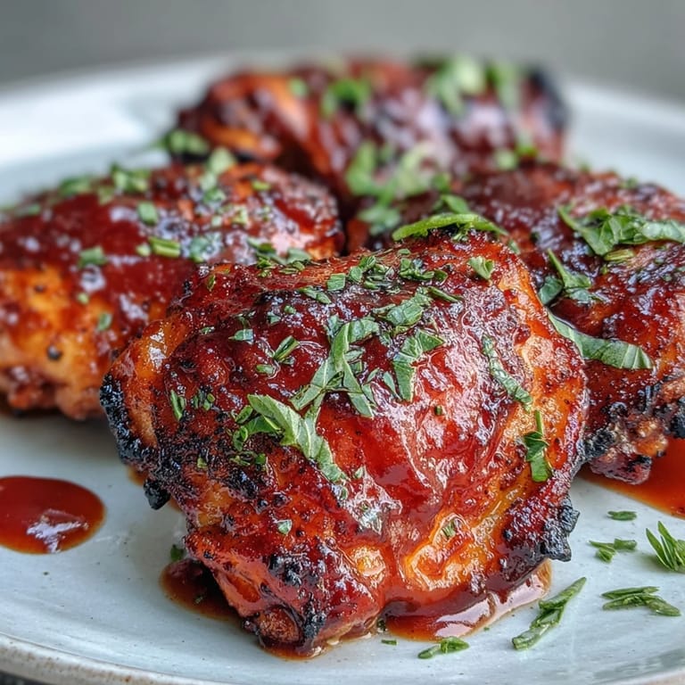 Golden, juicy Guava BBQ Sauce Chicken thighs resting on a tray, ready to be served with grilled pineapple.