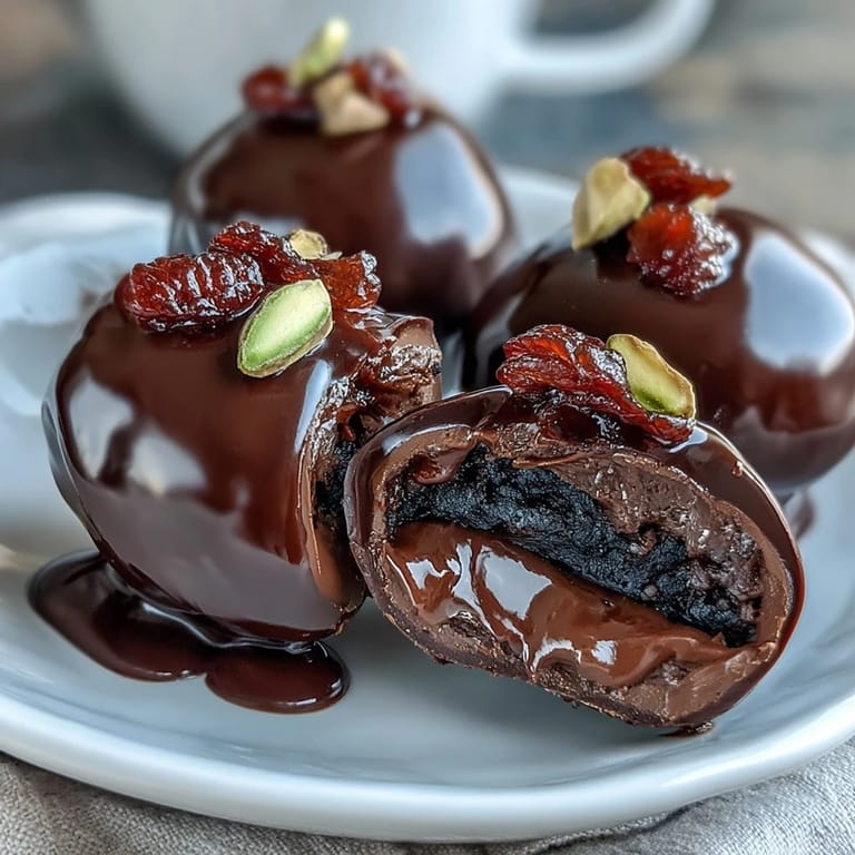 Fragrant strawberry and rosewater truffles, coated in a crisp dark chocolate shell, perfect for special occasions.