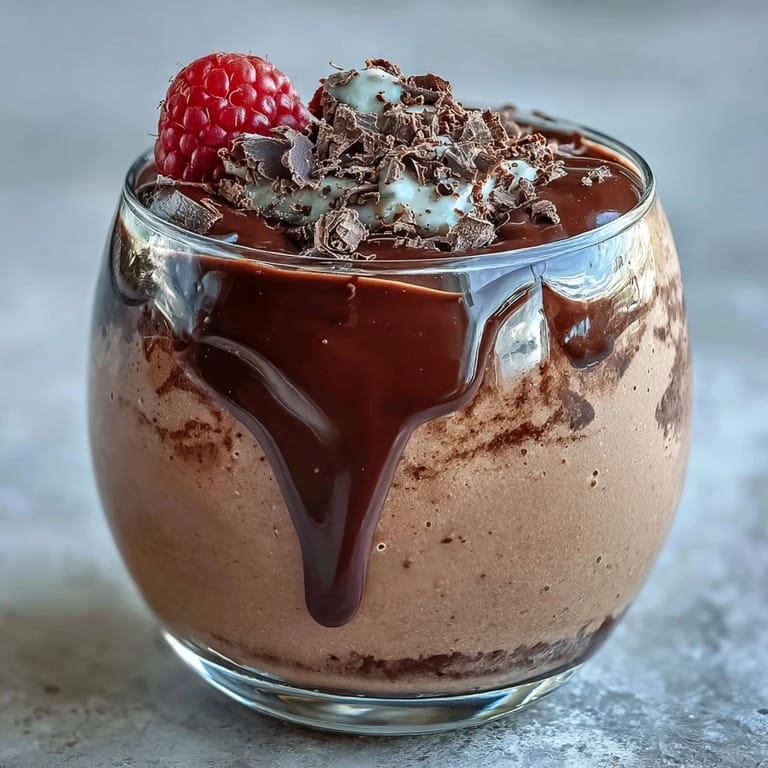 Rich cottage cheese chocolate mousse, ready to be scooped into dessert bowls.