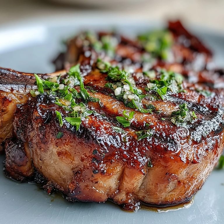 Glorious lamb chops with finely chopped gremolata, ready for a delicious meal.