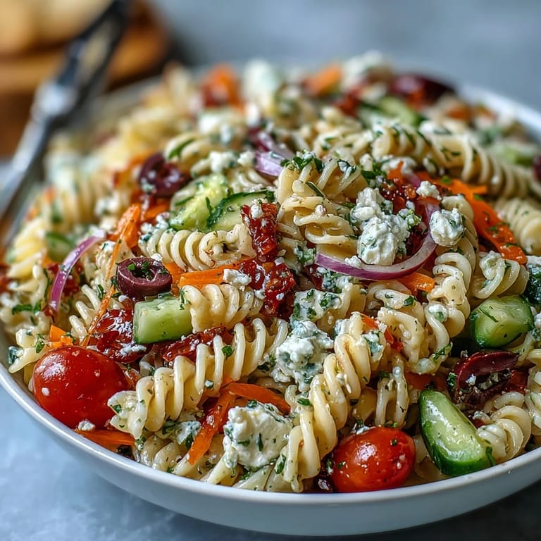 Refreshing Memorial Day Pasta Salad, a chilled delight bursting with fresh, seasonal flavors.